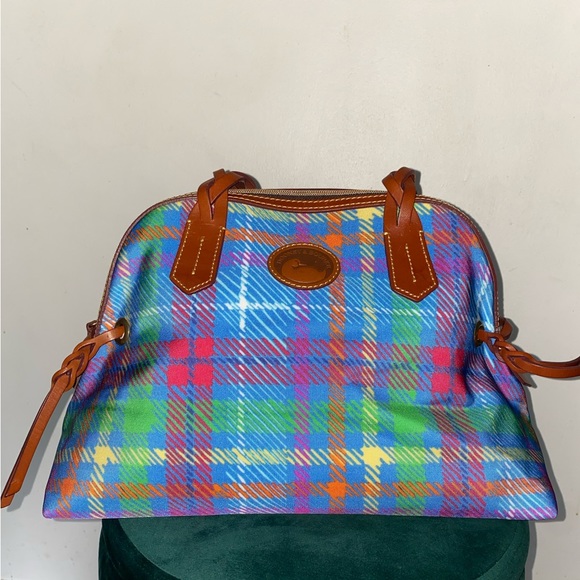 Dooney & Bourke Handbags - Vintage D&B Plaid| NWOT| Rainbow 🌈 colors with Vachetta leather trim.